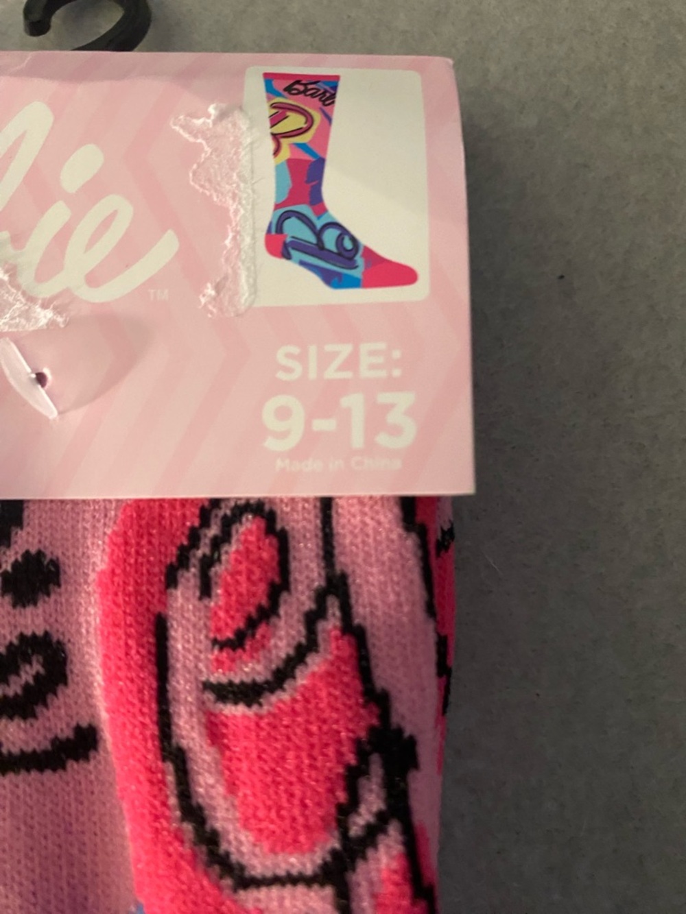 Barbie Pink and Black Swirl Crew Socks